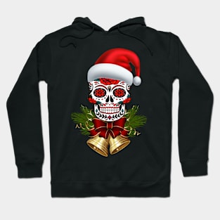 Christmas Santa Hat Day Of The Dead Sugar Skull Hoodie